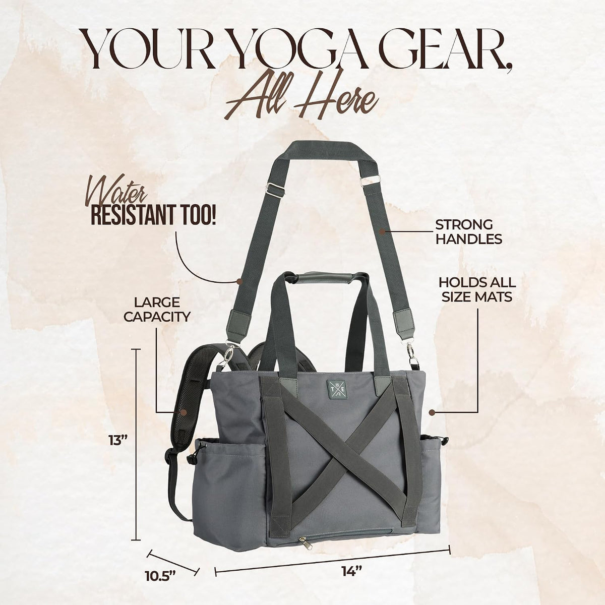 Yoga Mat Bag - Convertible Crossbody Yoga Bag, Travel Tote Back Pack