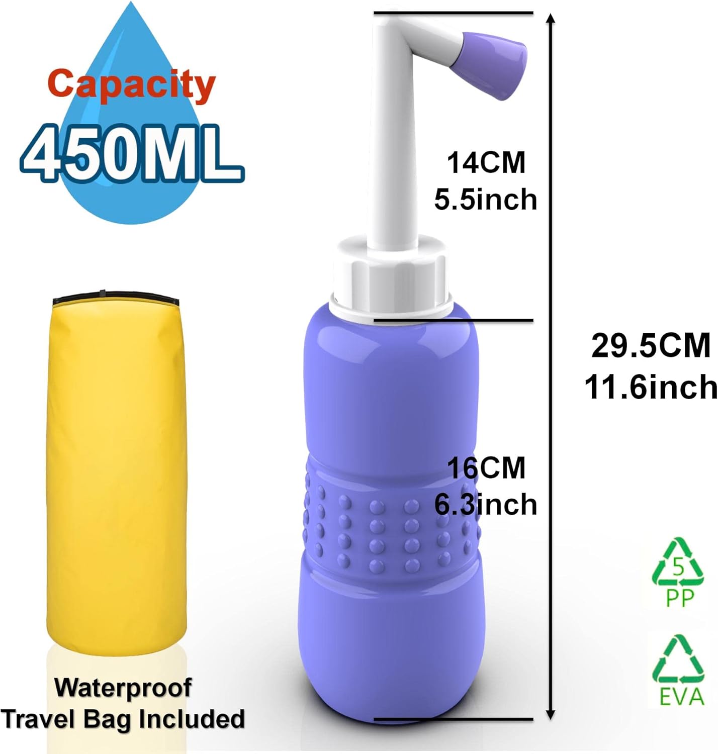 2 PCS Portable Bidet for Toilet, 450ml 15oz Handheld Travel Bidet, High Pressure Leakproof Personal Hygiene Bottle, Postpartum Perineal Cleaner for Women, Outdoor, Camping, Travel, Driver, Home Use