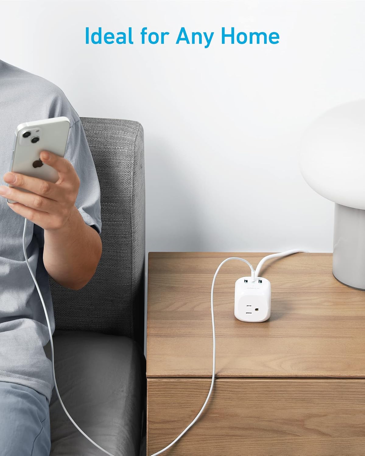 Anker 321 Power Strip with 20W USB C, 3 Outlets and USB C Charging for iPhone 15/15 Plus/15 Pro/15 Pro Max, 10 ft Extension Cord, Power Delivery Charging for Dorm Rooms,Home Office