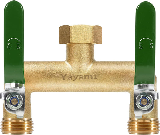 2 Way Garden Hose Splitter, 3/4" GHT Outdoor Water Spigot Splitter