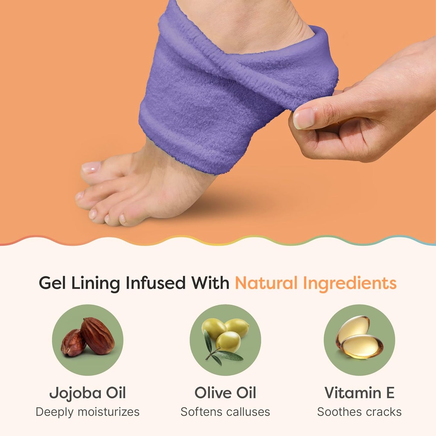 ZenToes Moisturizing Socks for Cracked Heel Treatment, Vitamin E, Olive Oil and Jojoba Oil Infused Heel Socks, Spa Gifts for Women, Relaxation Gifts for Women (Fuzzy Lilac Purple, Regular)