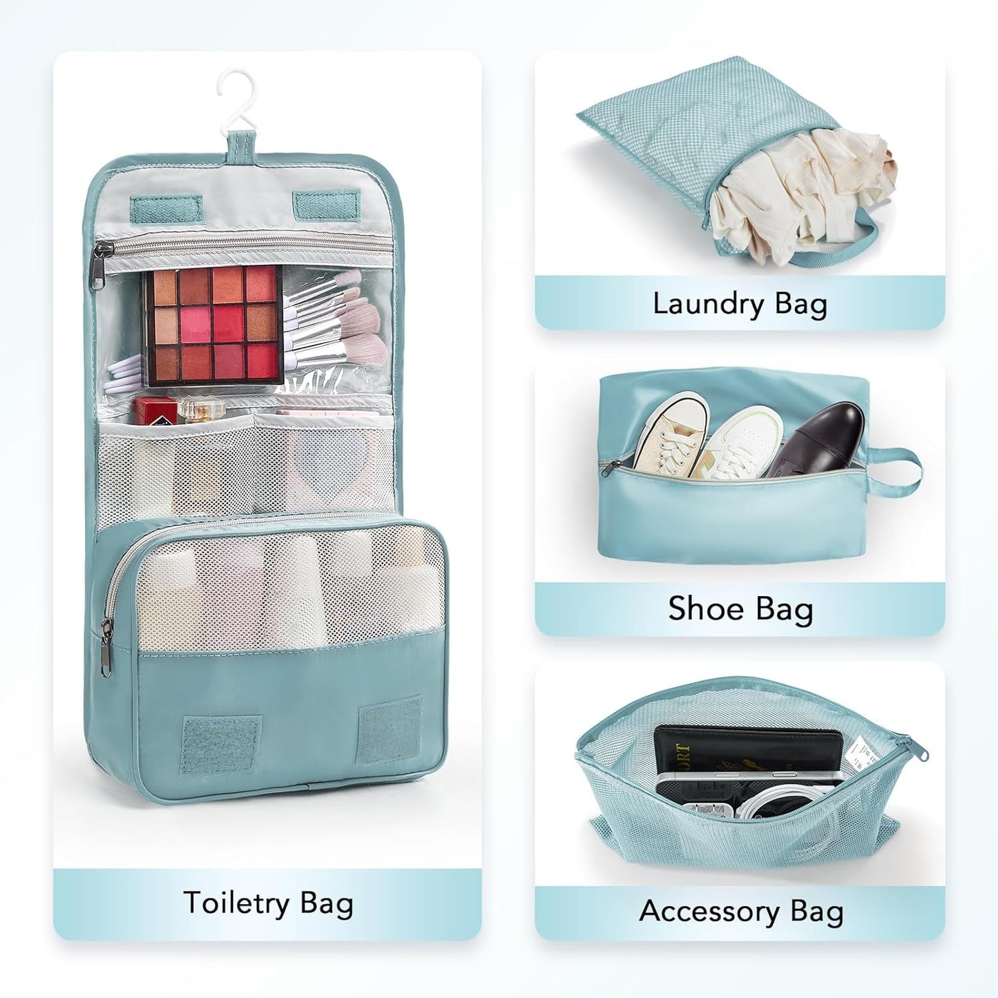 8 Set Compression Packing Cubes for Travel Essentials,Compressible Expandable Packing Cubes for Suitcase,OlarHike Luggage Garment Bags for Travel,Handy Helper for Organizing Clothes(Blue Gray)