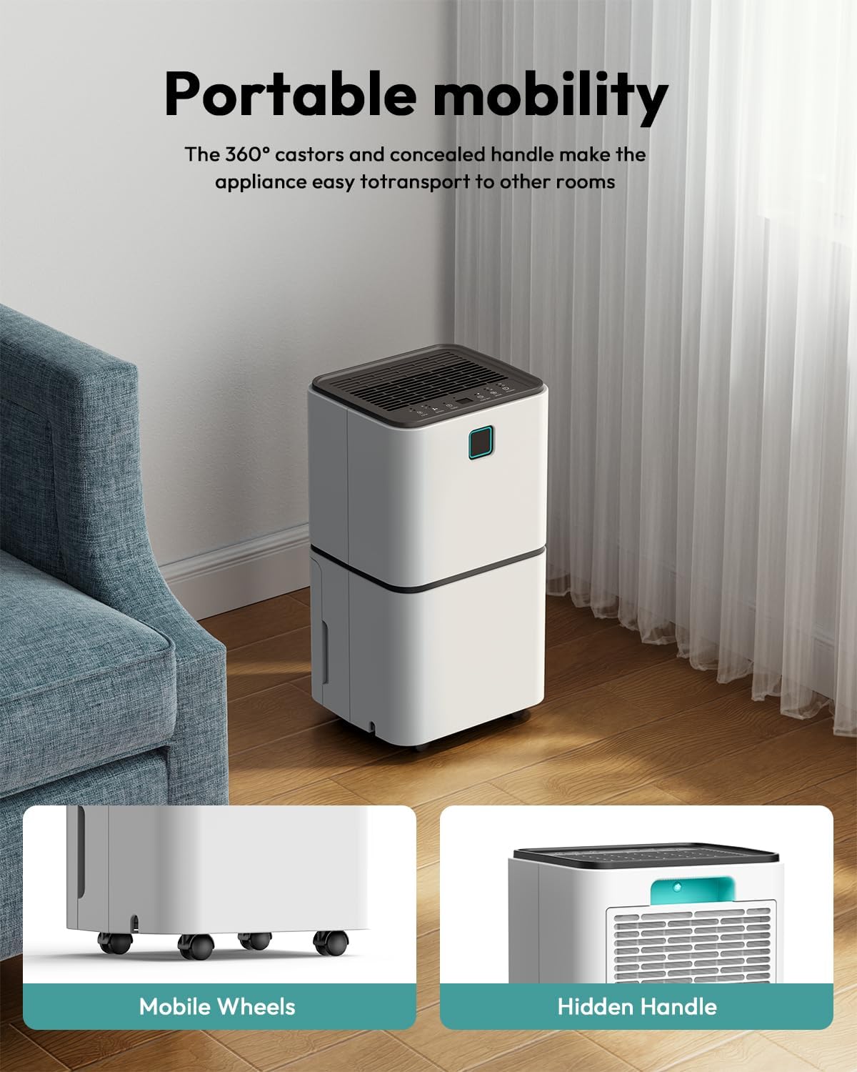 2000 Sq.Ft Dehumidifier for Basement - 36 dB 30 Pints Quiet Dehumidifiers with Drain Hose for Home Bedroom Bathroom Rv 3 Modes with LED Intelligent Humidity Light