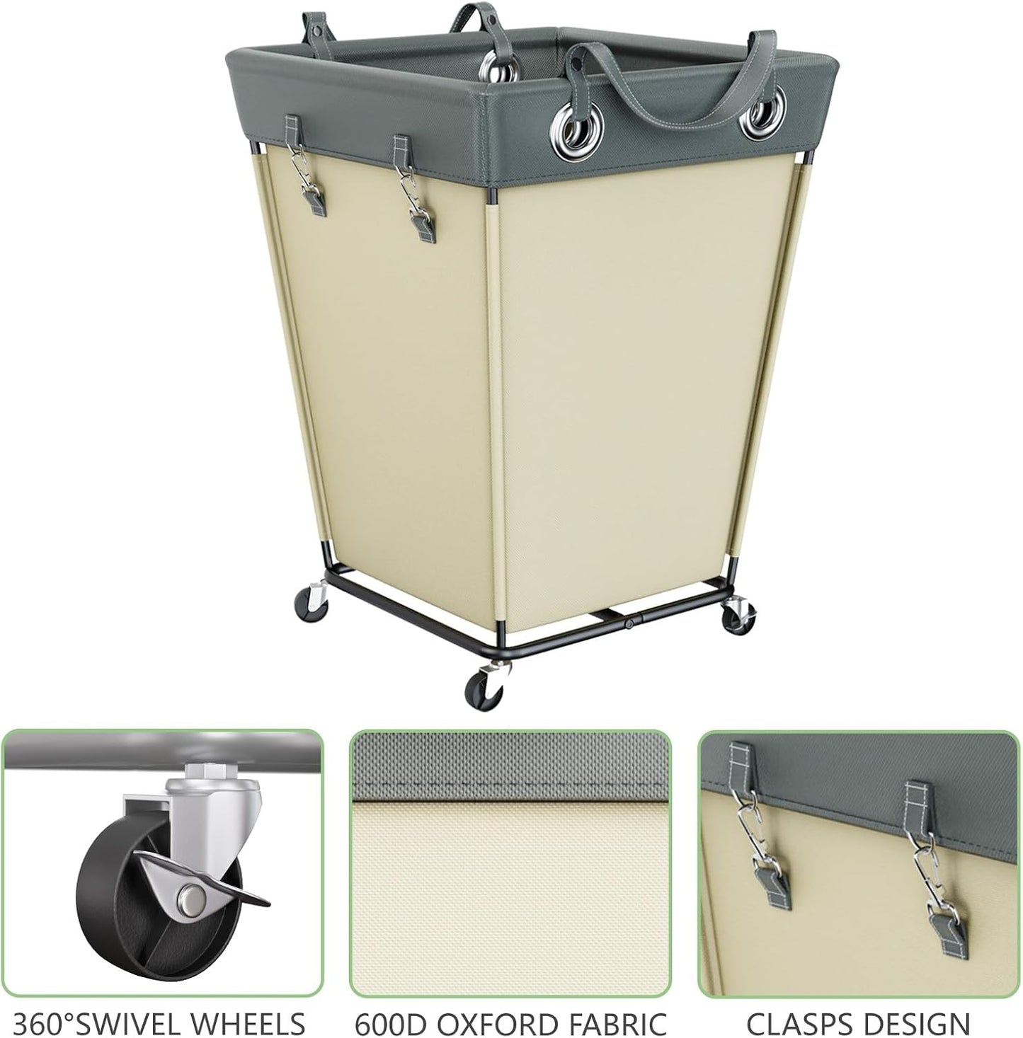 HILIUS Laundry Hamper with Wheels 210L Large Hamper Rolling Laundry Basket