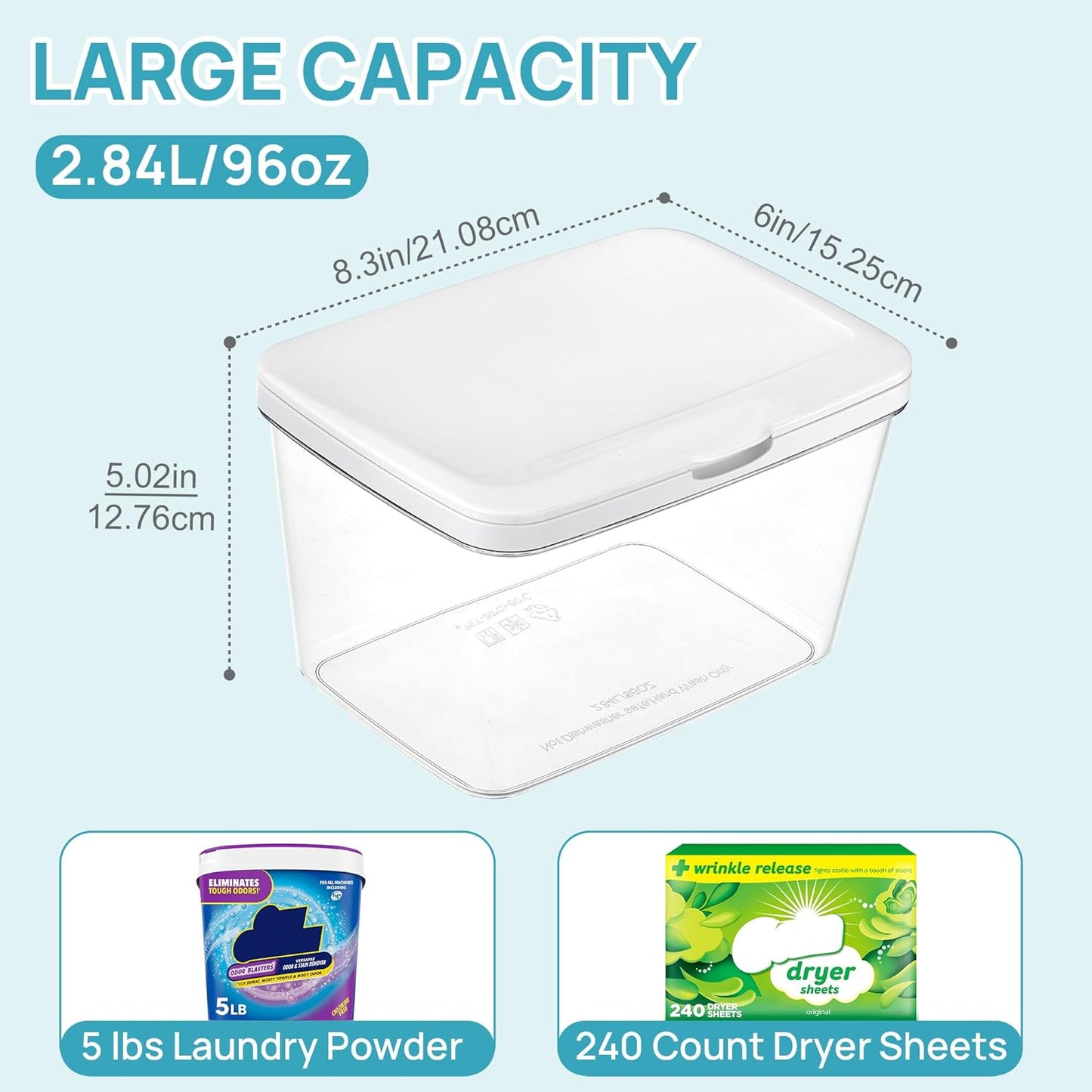 Vtopmart 4 Pack Laundry Pods Container and Dryer Sheet Holder, Detergent Powder Container with Lids &Labels & Scoop for Laundry Room Organization, Laundry Storage for Powder, Pods, Scent Booster Beads