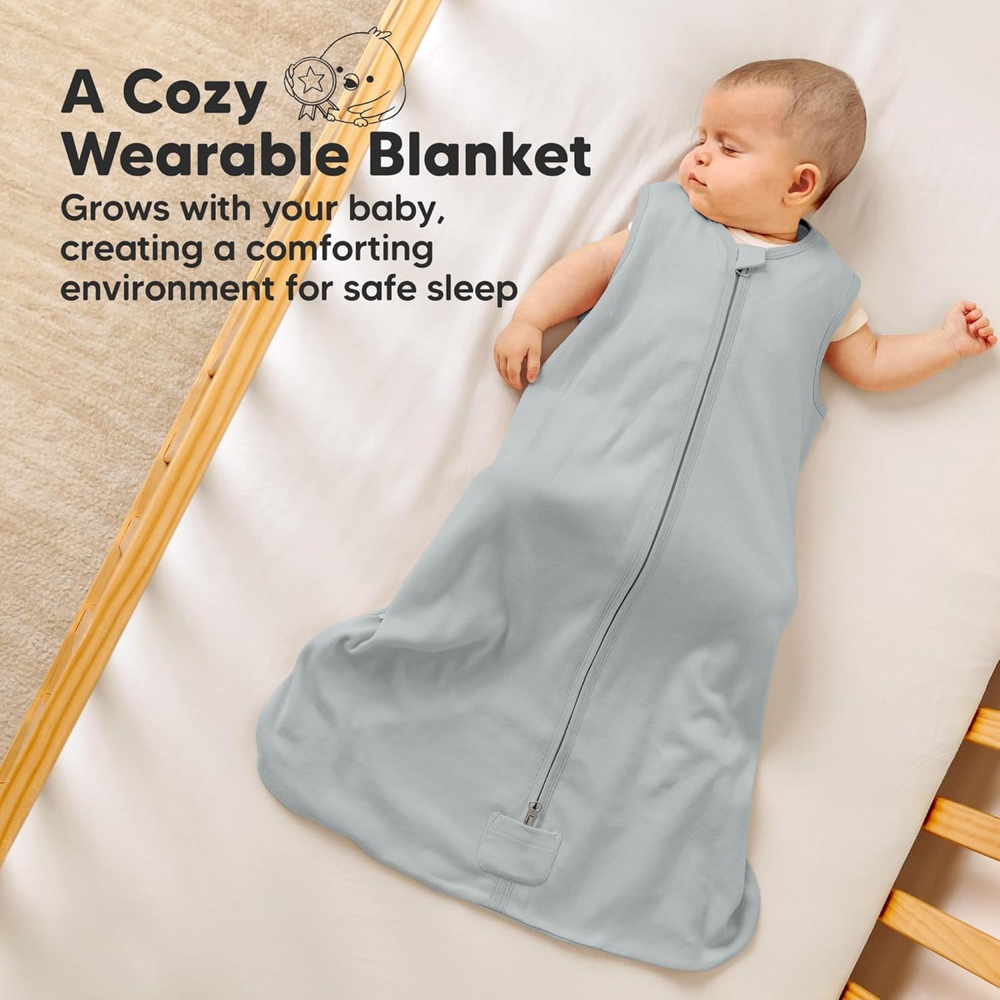 2-Pack Baby Sleep Sacks,Zipper Wearable Blanket - 0.5TOG Organic Cotton,Lightweight,Soft Cozy Toddler Sleeping Sack 6-12 months,Easy to Wear Large Newborn Transition Swaddles Sleepsacks(Toasty, M)