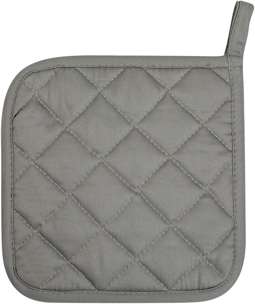 6 Pack Potholders Kitchen Pot Holders Set,Cotton Pot Holders for Kitchen 7 inch hot Pads,Heat Resistant Hot Pads for Cooking and Baking Dark Grey