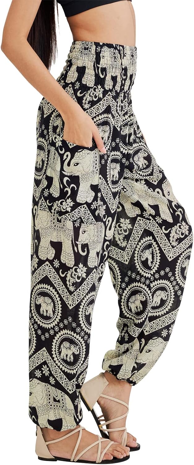 Joob Joob Boho Pants for Women - Hippie Harem Pants Women - Womens Yoga Pants – Comfy Bohemian Flowy Hippie Clothes