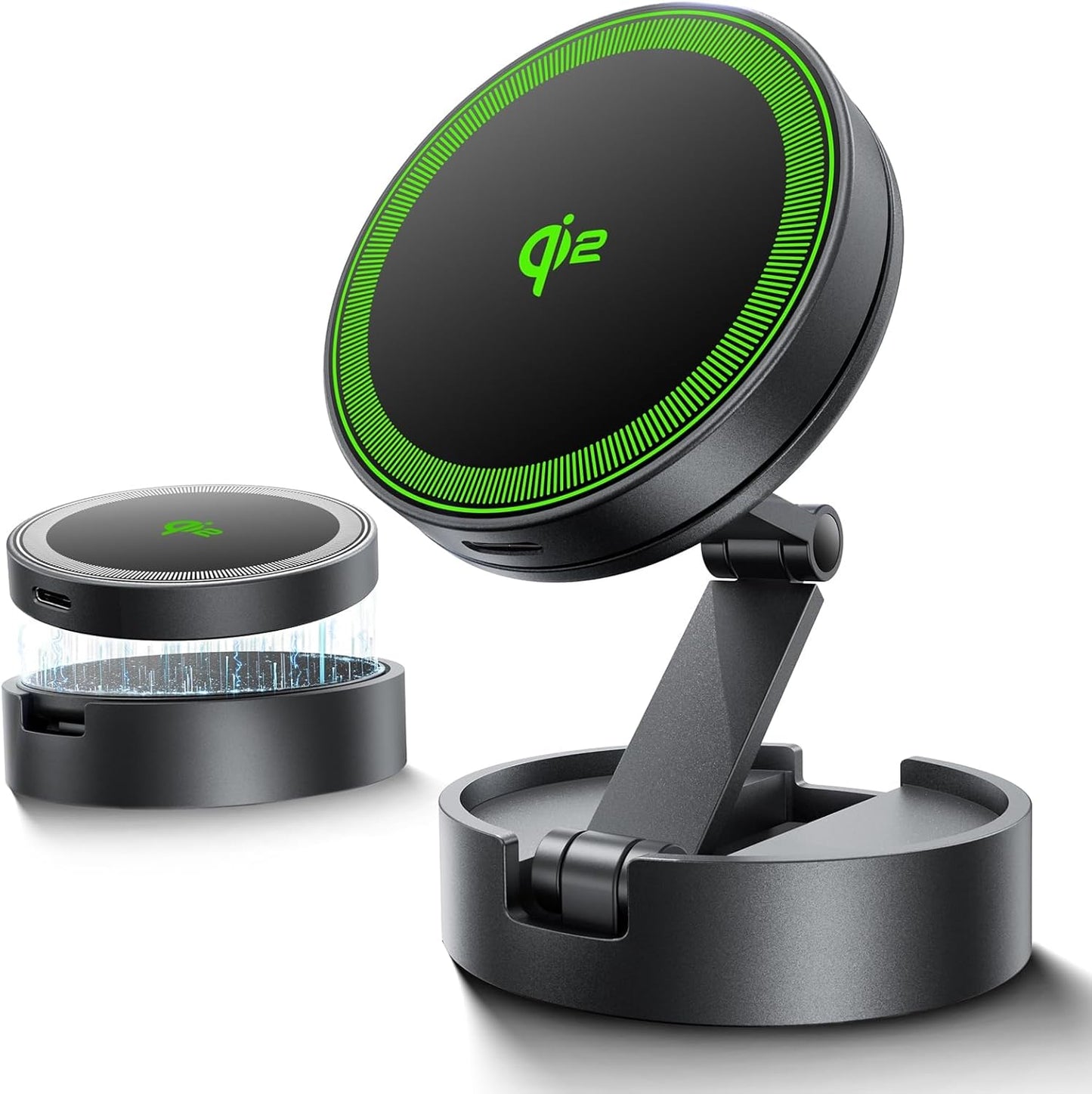 THREEKEY Magnetic Car Mount Charger Lite Qi2 15W Fast Wireless Charging | Compatible with iPhone 17-12|Galaxy S26-S25 Ultra,Retractable holder, 360° Adjustable,Strong magnetic
