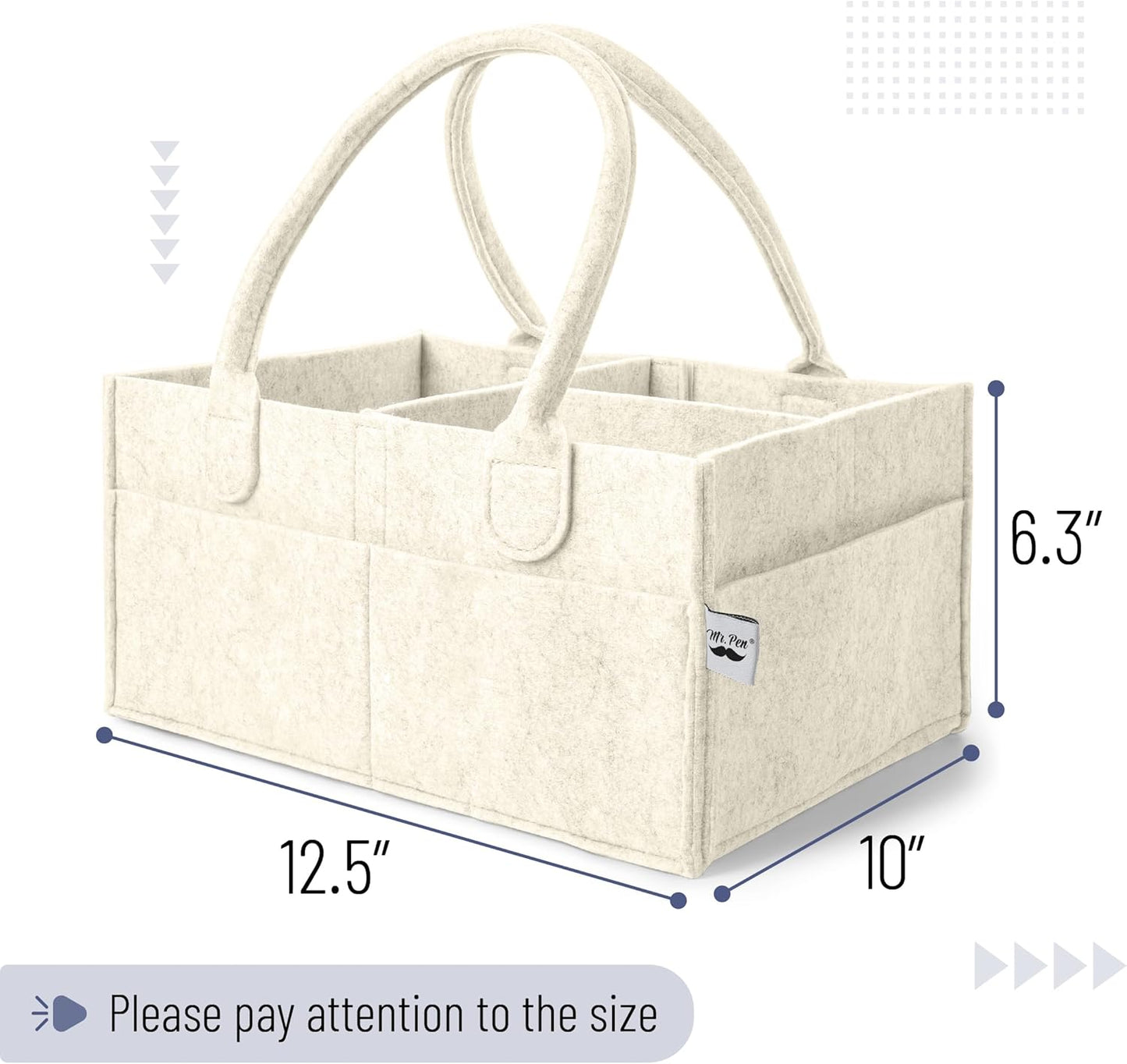Mr. Pen- Baby Diaper Caddy Organizer, Beige, Medium, Nursery Storage Bin and Car Organizer for Diapers and Baby Wipes