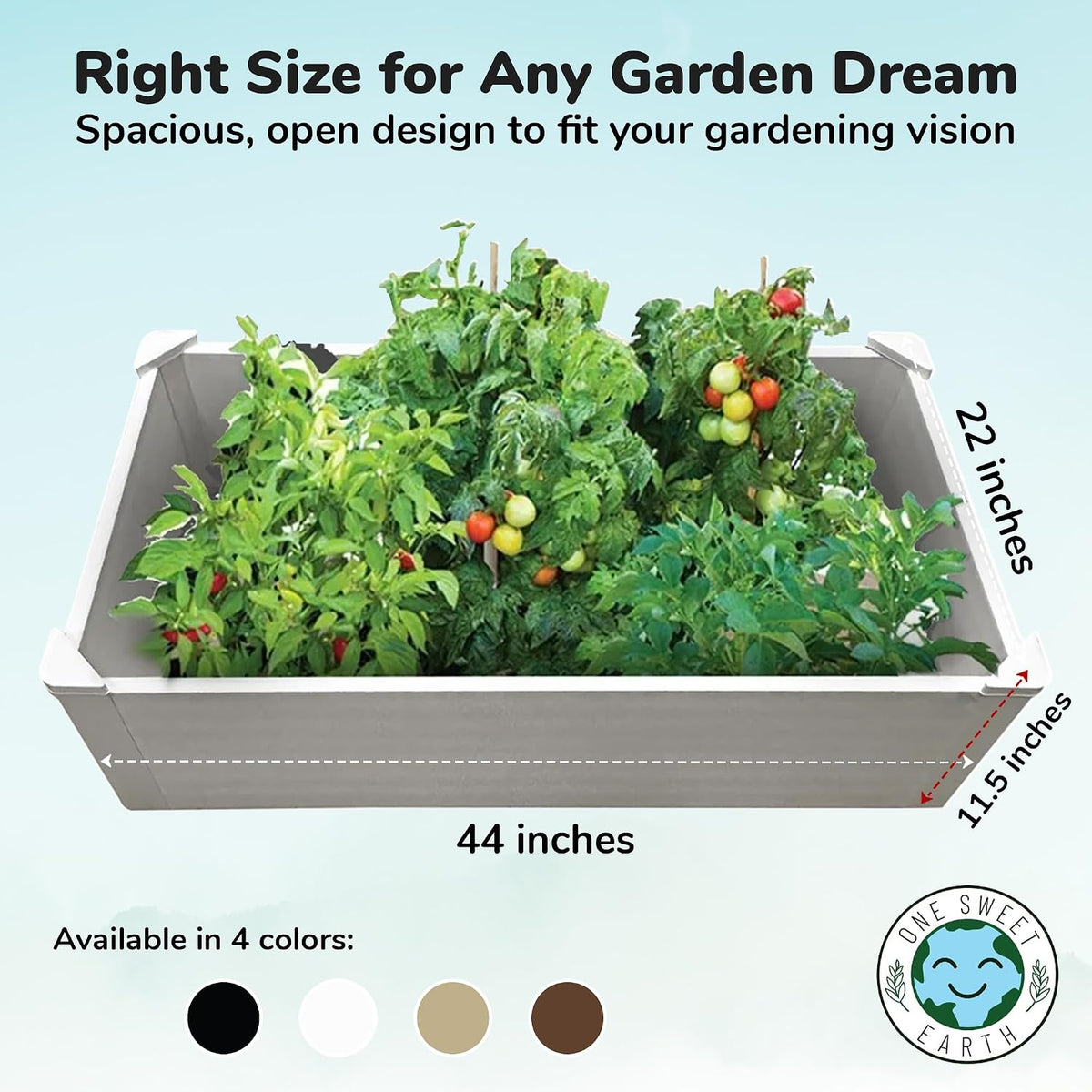 Raised Garden Bed - 2x4 ft Planter Box - White HDPE - No Tools Needed - DIY Kit for Urban Gardening, Flowers, Herbs & Vegetables - Made in The USA