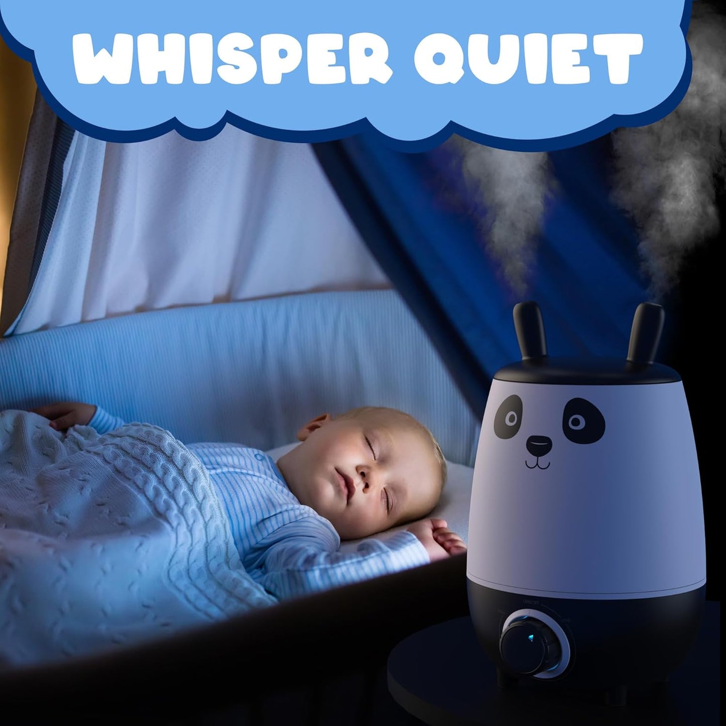 Everlasting Comfort 2.5L Kids Humidifiers for Bedroom - Easy to Clean 24HR Runtime No-Filter Quiet Kids & Baby Humidifier for Nursery, Home, Plants, Allergies, Dry Skin, Congestion, Indoor