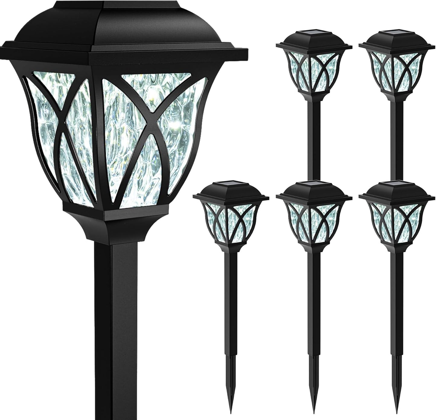 GIGALUMI 6 Pack Solar Lights Outdoor Waterproof, LED Solar Garden Lights, Outdoor Decorations, Garden Decor for Yard, Patio, Landscape, Planter, Walkway (Cold White)