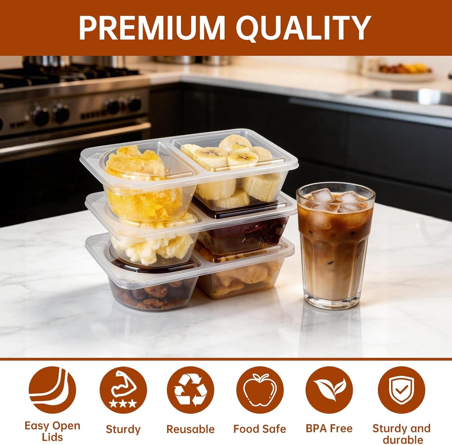Reusable Snack Containers with Lids, Snack Containers, 20-Pack Snack Pack Containers, meal prep containers Double Compartment, Container Portion Control for On the Go Travel Essentials