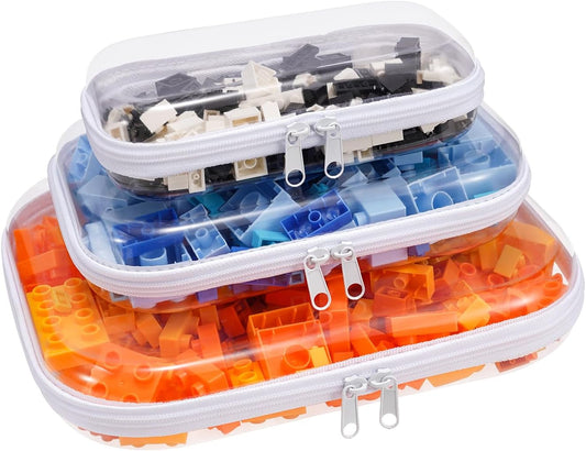Clear Hard Shell Zipper Case,3PCS Transparent Clear Zipper Pouches,Hard Side Plastic Case Set,Portable Travel Storage Organizer Bins