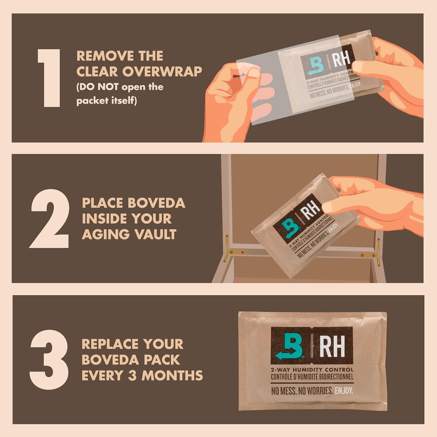 Boveda 72% Two-Way Humidity Control Pack For Large Wood Humidifier Boxes – Size 320 – Single – Moisture Absorber – Humidifier Pack – Individually Wrapped Hydration Packet