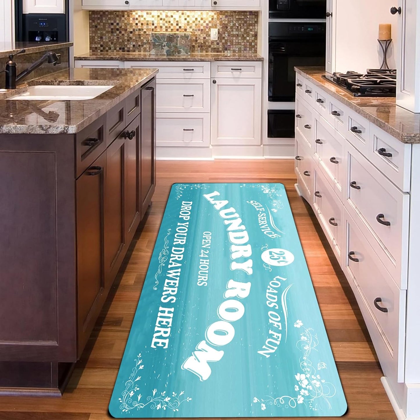 Zoke Laundry Room Rug Runner Stylish Non-Slip Laundry Room Mat 20"x47", Versatile, Waterproof Runner for Laundry, Kitchen, and Bathroom, Mudroom Decor and Farmhouse Charm