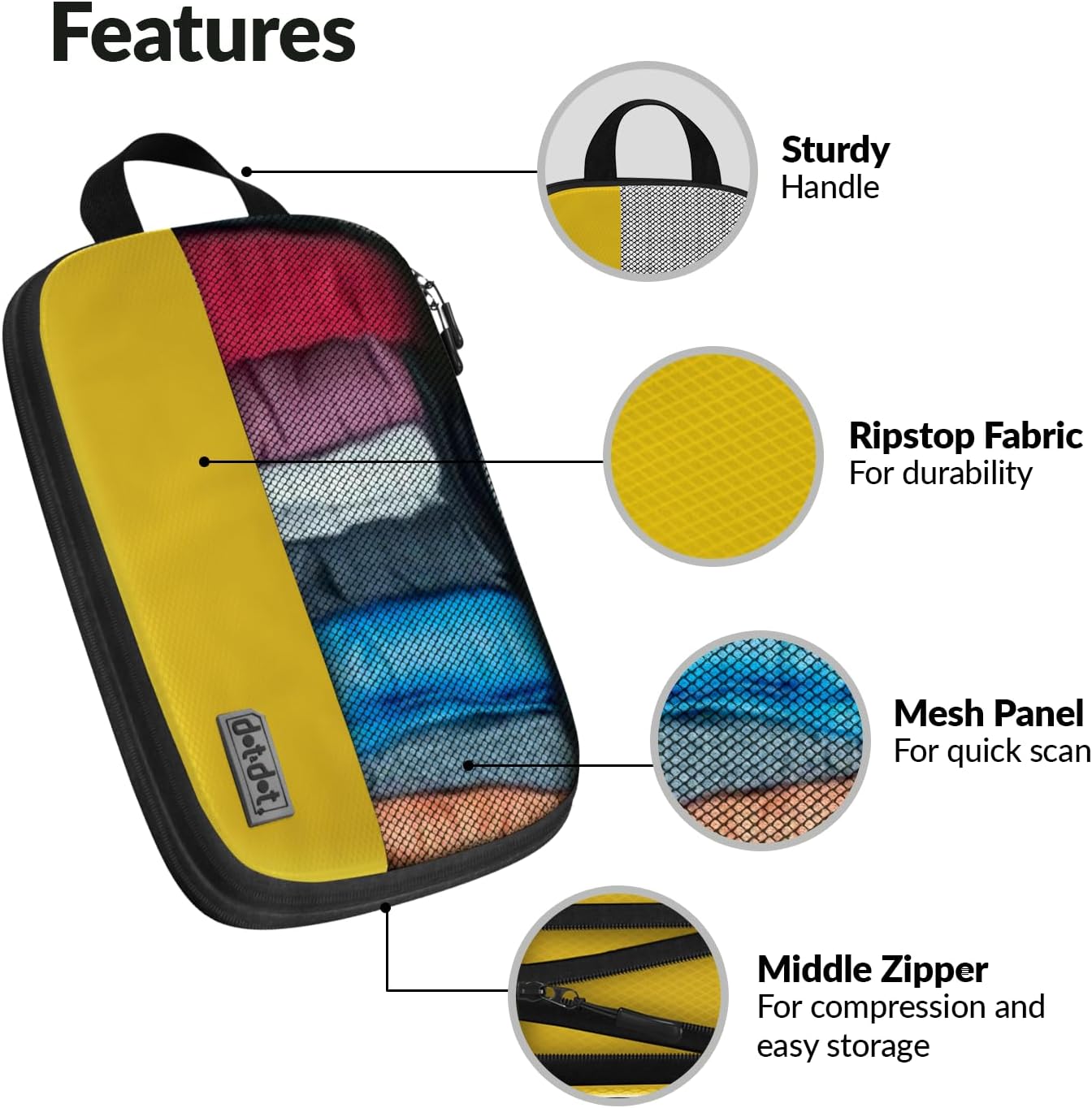 Large Packing Cubes for Travel - 5pc Packing Cubes for Suitcases - Lightweight Luggage Organizer Bags (Compression)