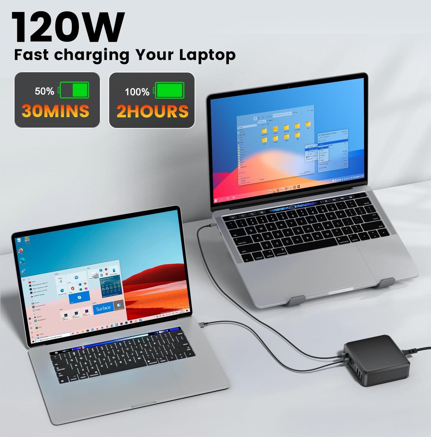 780W USB C Charger Block Fast 10-Port USB C Charging Station GaN PD 120W Laptop Charger Adapter for MacBook Pro/Air, DELL, iPad, iPhone, Samsung Galaxy Black