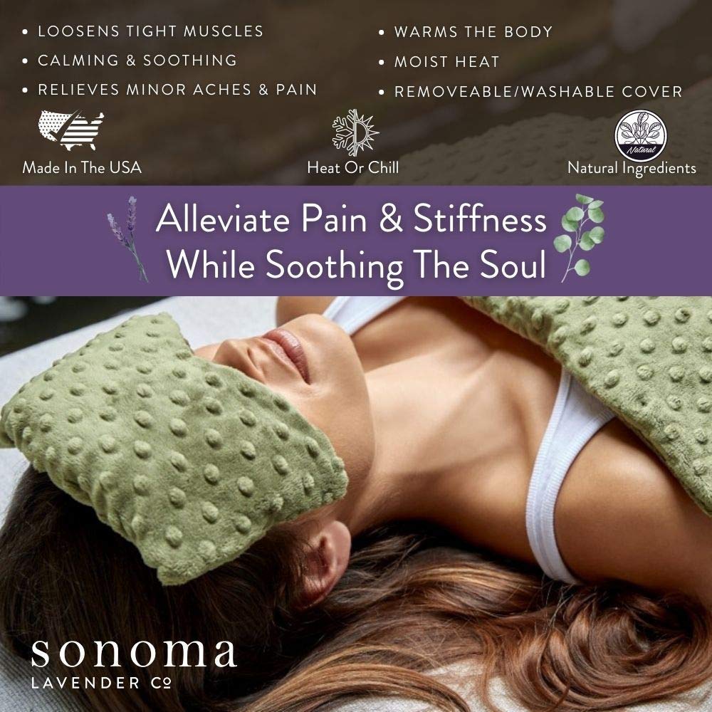 Sonoma Lavender Spa Mask, Heatable/Chillable Aromatherapy Eye Pillow with Lavender Infused Flaxseed Insert, Eye Compress for Stress Relief with Removable and Washable Cover (Arctic Circle)
