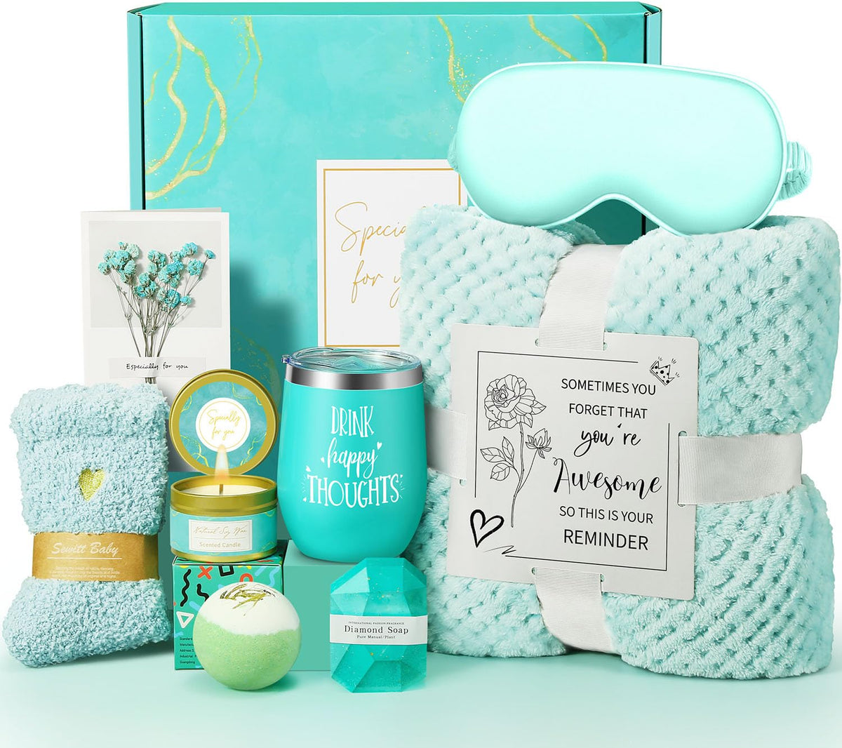 Happy Birthday Gifts for Women Mom Her Friend Sister Wife Grandma, Self Care Gift Get Well Relaxing Spa Gift Basket Set