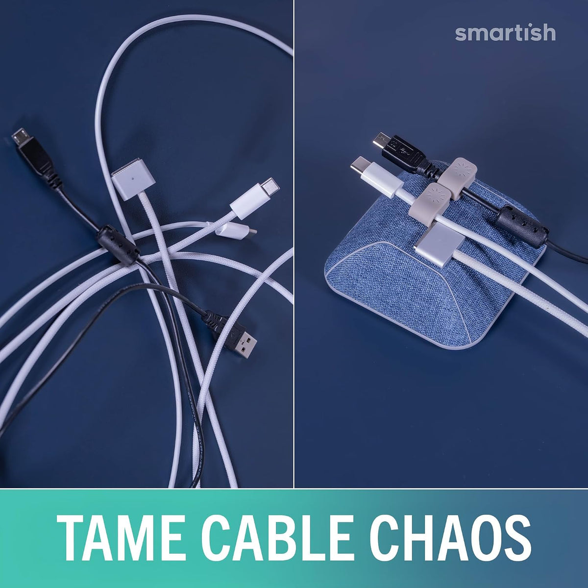 Smartish Magnetic Cord Holder, Cable Wrangler, Nightstand & Desk Organizer