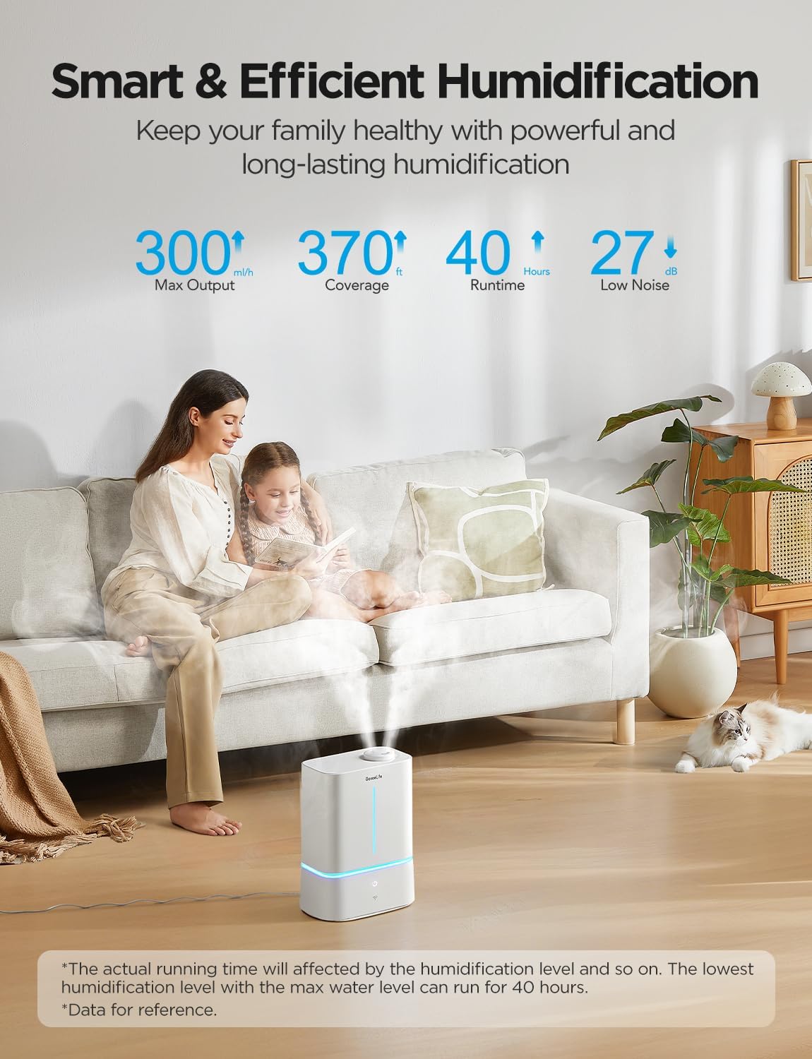 GoveeLife Smart Humidifiers for Bedroom, 4.5L Cool Mist Air Humidifiers with Scent Diffuser & Nightlight, 40H Runtime, Easy to Clean, Quiet Top Fill Ultrasonic Humidifier for Plant, Large Room, Baby