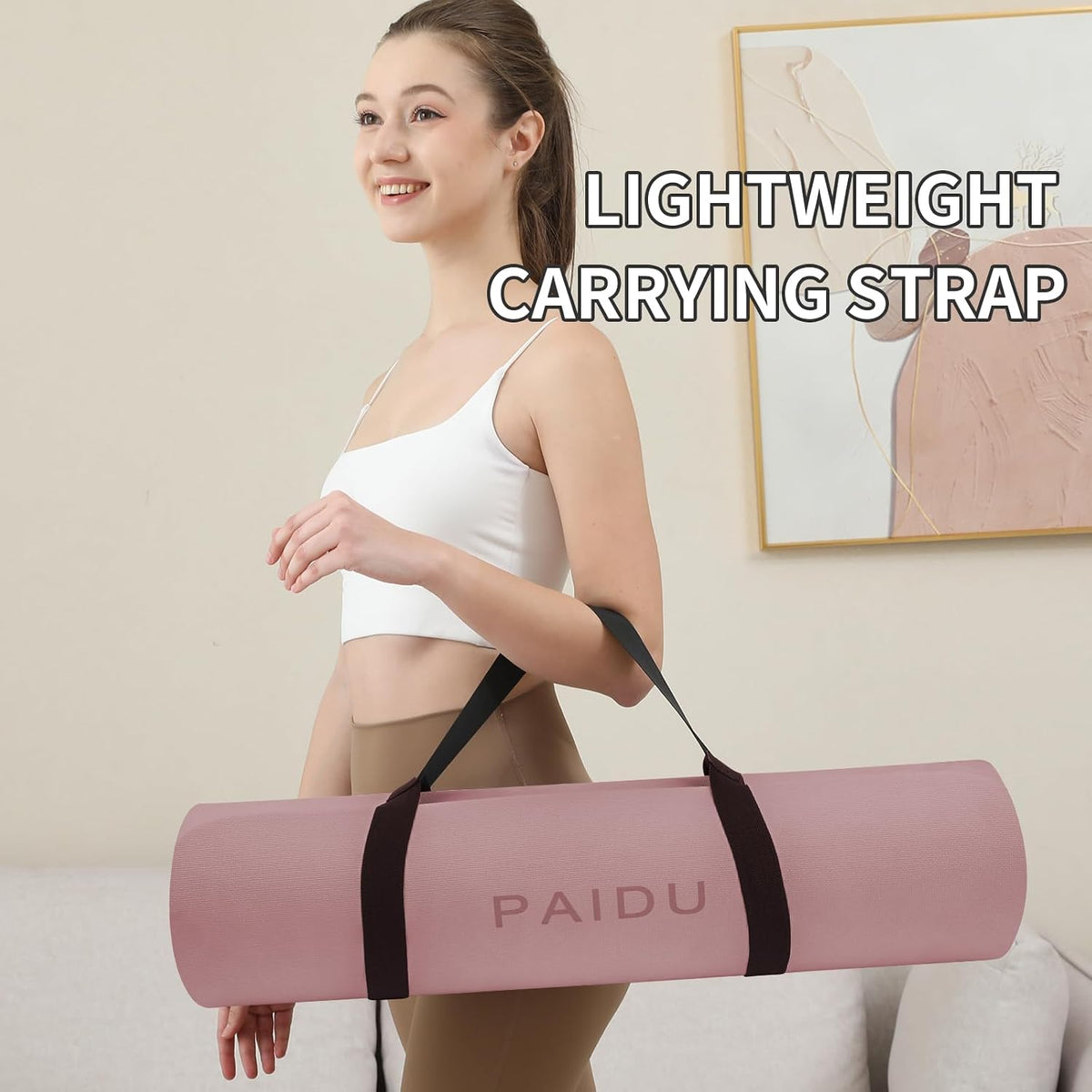 PAIDU POE Yoga Mat （10mm）Extra Thick Fitness Mat 72"x24" with Carry Strap