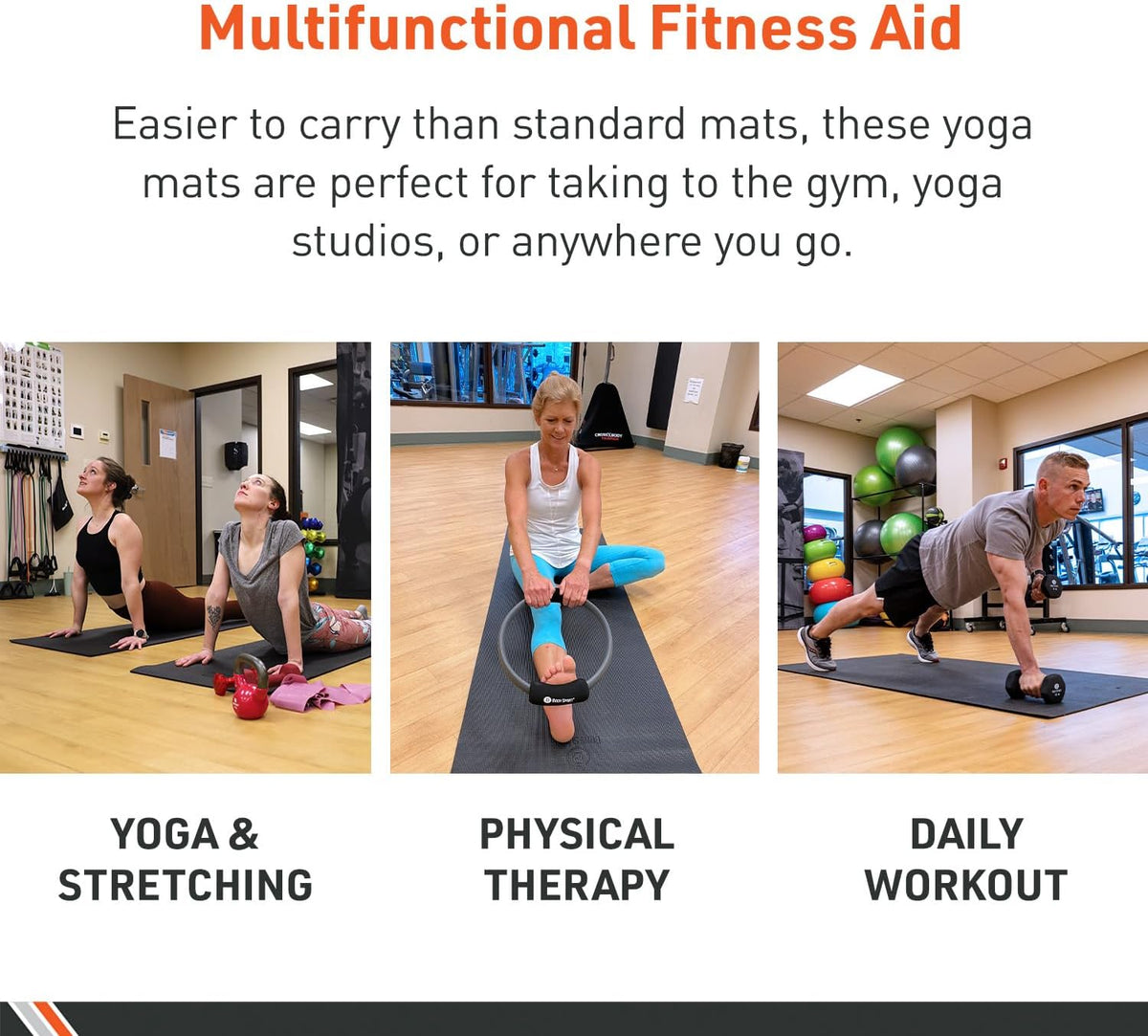 Body Sport Yoga Mat - High-Density, Non-Slip Surface with Shock Absorption - Ideal for Yoga, Pilates, and Home Workouts