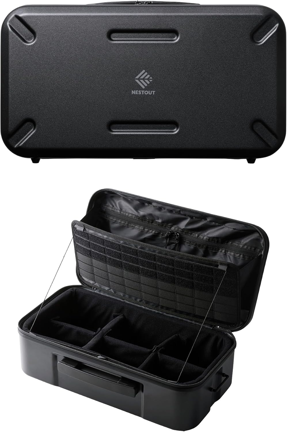 ELECOM NESTOUT Gear Storage Case, Lightweight Hard Shell Organizer, Water-Resistant, Stackable Organizer with Padded Dividers, Fits Cameras & Accessories Travel Outdoor Tech Accessories