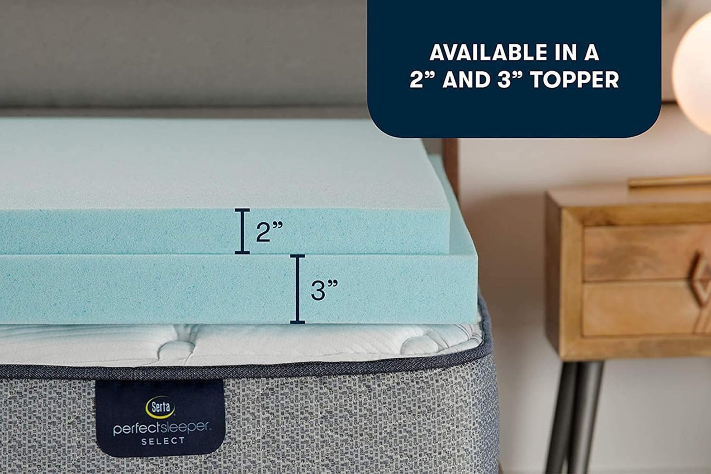 Serta ThermaGel Cooling, Pressure-Relieving Memory Foam Mattress Topper, 3 Inch, King, Made in The USA
