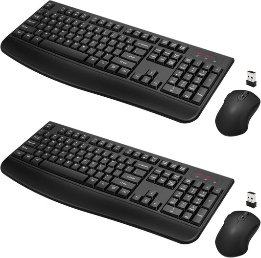 QUASIO Wireless Keyboard Mouse Combo, Windows & Mac Compatible (2 Pack)