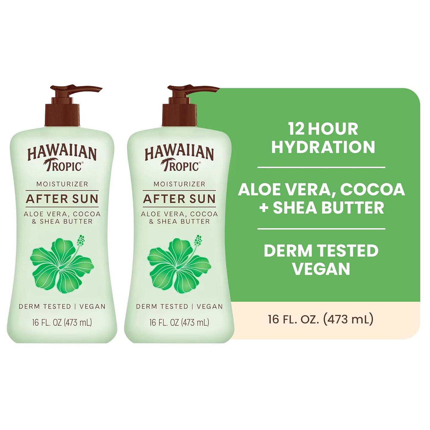 Hawaiian Tropic Lime Coolada After Sun Lotion | After Sun Care, Skin Care, Daily Moisturizing Lotion with Aloe, Cocoa Butter & Shea Butter, 16 Fl Oz each Twin Pack