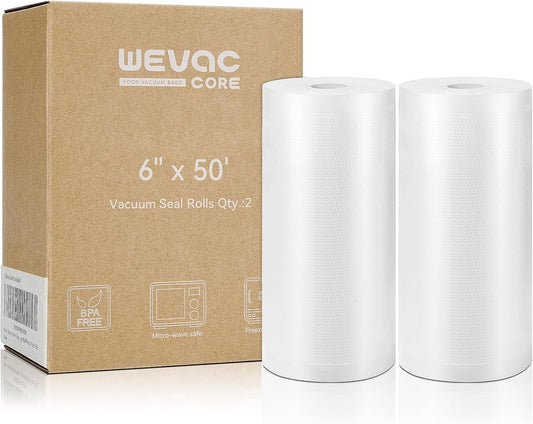 Wevac Vacuum Sealer Bags for Food 6x50 2 Rolls, Fit Food Saver Machines