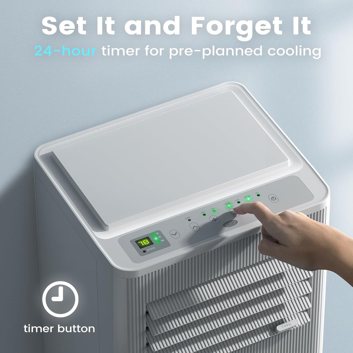 Air Choice 10000 BTU Portable Air Conditioners, Air Conditioner Portable for Room Up to 450 Sq.Ft, Remote Control, Sleep Mode, 24H Timer, Dehumidifier & Fan, Portable AC Unit for Bedroom Apartment