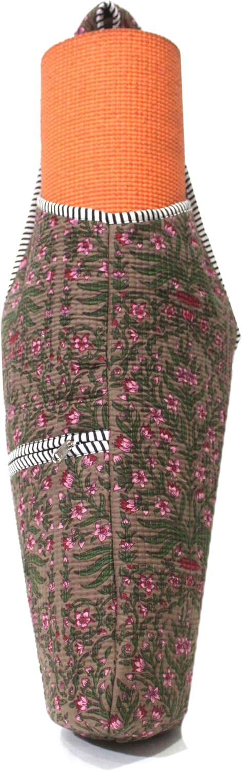 INDIAN CRAFT CASTLE Yoga Mat Bag | Tote Mat Bag | Sling Yoga Tote w/Large Side Pocket & Zipper Pocket | Yoga Mat Carrier Fits Most Size Mats