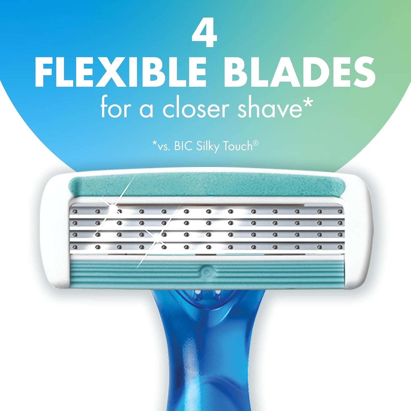 BIC Soleil 4 Women's Disposable 4-Blade Razors, Flexible Pivoting Head, Non-Slip Grip, College Dorm Room Essential, Shower Caddy and Toiletry Bag Ready, 10-Pack
