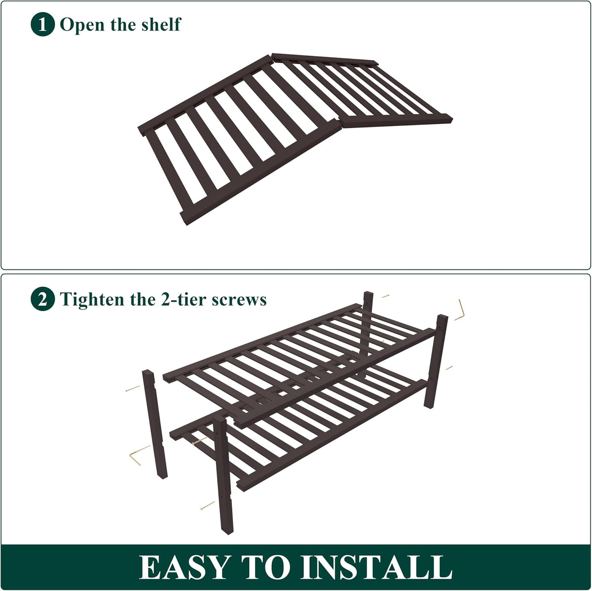 Smiry Bamboo Shoe Rack for Closet, 2 Tier - 26.77" Wide, Brown