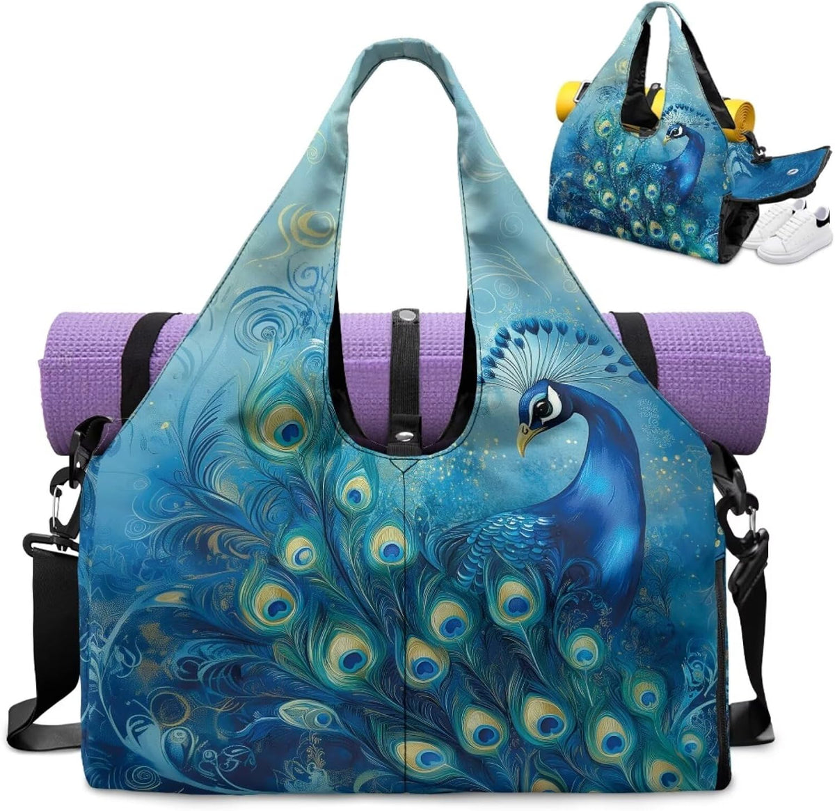 Yoga Mat Bag for Men Women Canvas Yoga Mat Carrier Take In Out Mat Easily for Beach Swim Bags Pool Sports Gym