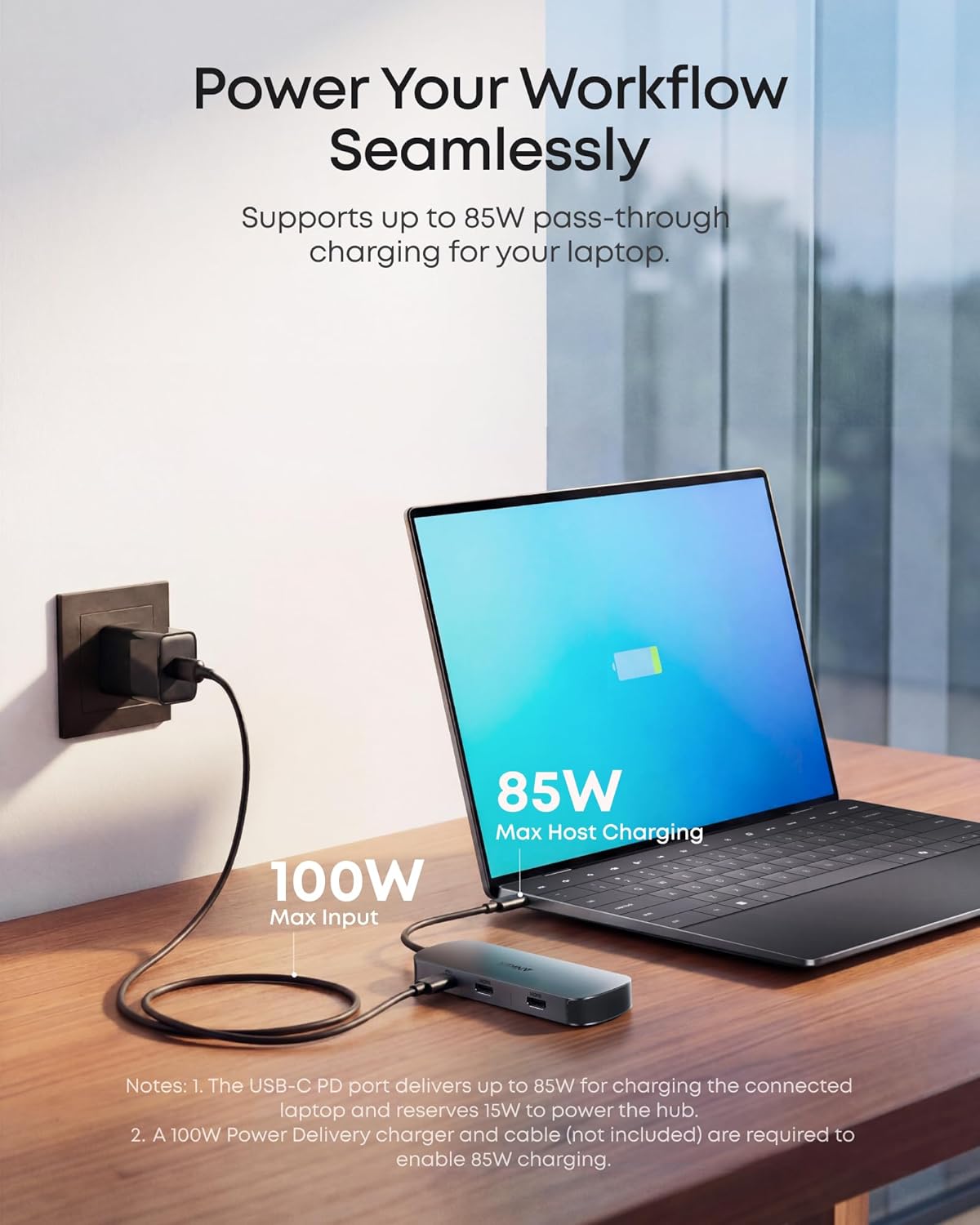 Anker Nano Laptop Docking Station Dual Monitor, 8-in-1 USB C Dock with 4K@60Hz HDMI, 10Gbps 1 USB-C, 2 USB-A, 85W PD, SD/TF Card Reader, for Dell,Lenovo, HP, and Windows Laptops (Charger Not Included)