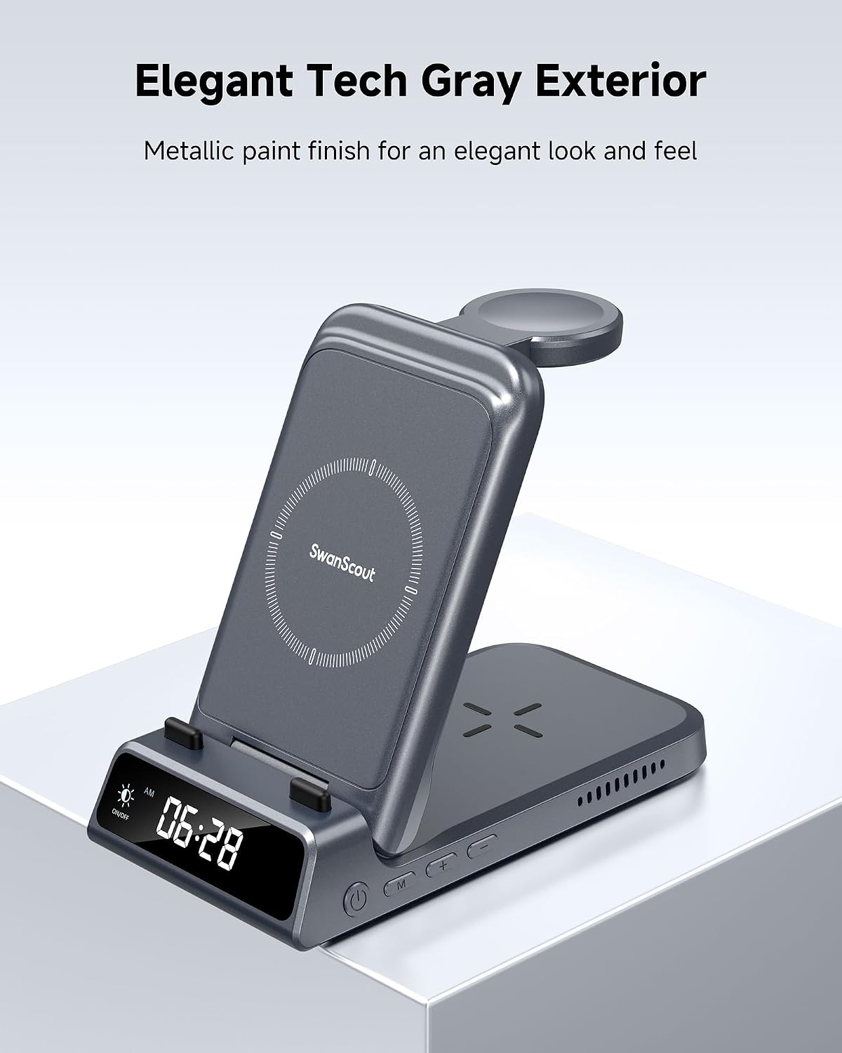 Charging Station for Samsung S26 Ultra, Wireless Charger for Galaxy S26/S25/S24/S23 Series, Galaxy Watch (Not for Watch 9/Ultra 2), Galaxy Buds 3 Pro/3, SwanScout 703S (No Adapter)