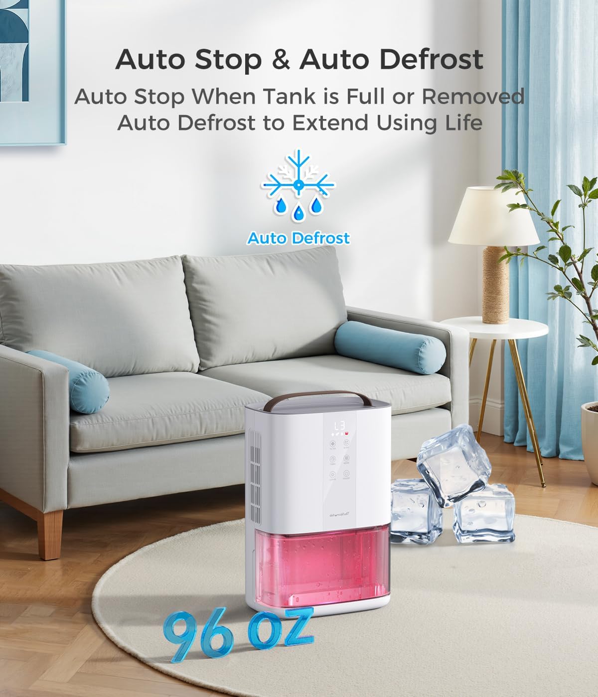Large Dehumidifiers for Home, 96oz Dehumidifier for Bathroom with Auto Shut-off Auto Defrost, Whisper Quiet Dehumidifier for Bedroom Office RV Closet Wardrobe Basement (1000 Sq.ft)