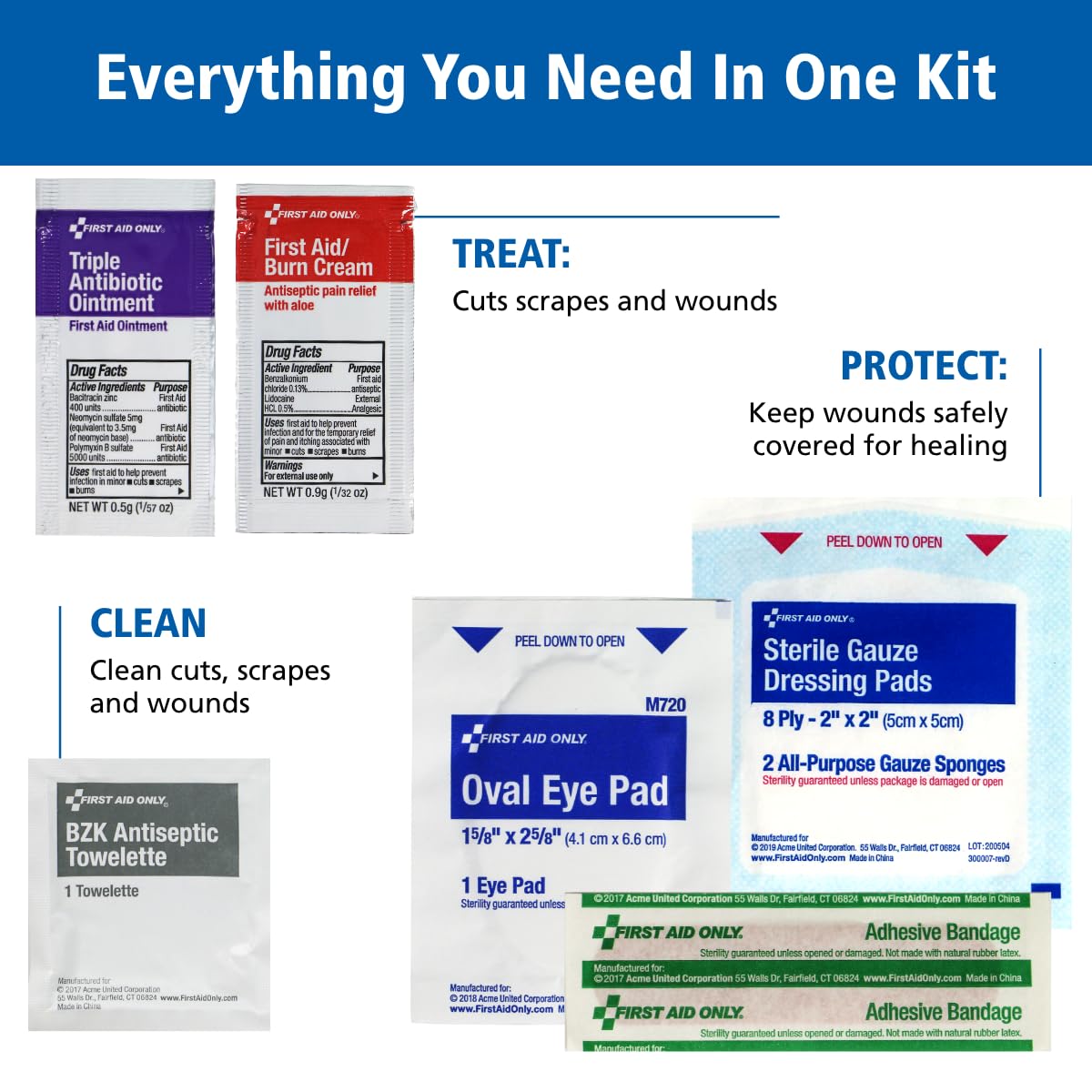 First Aid Only 91248 OSHA-Compliant First Aid Kit, All-Purpose 50-Person Emergency First Aid Kit for Business, Worksite, Home, and Car, 260 Pieces