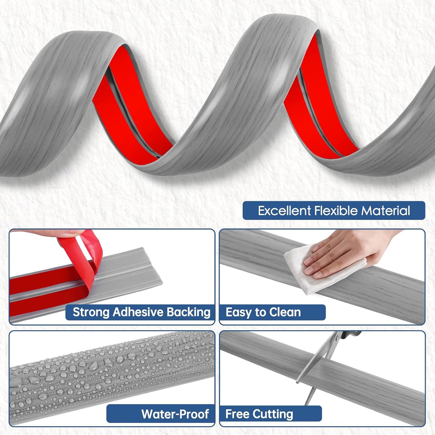 Floor Cord Cover for Wires on Floor Self Adhesive Cord Hider | Floor Cable Cover Floor Wire Covers for Cords Prevent Cable Trips, Cord Cavity W 0.32" x H 0.32", Gray Wood, 20Ft