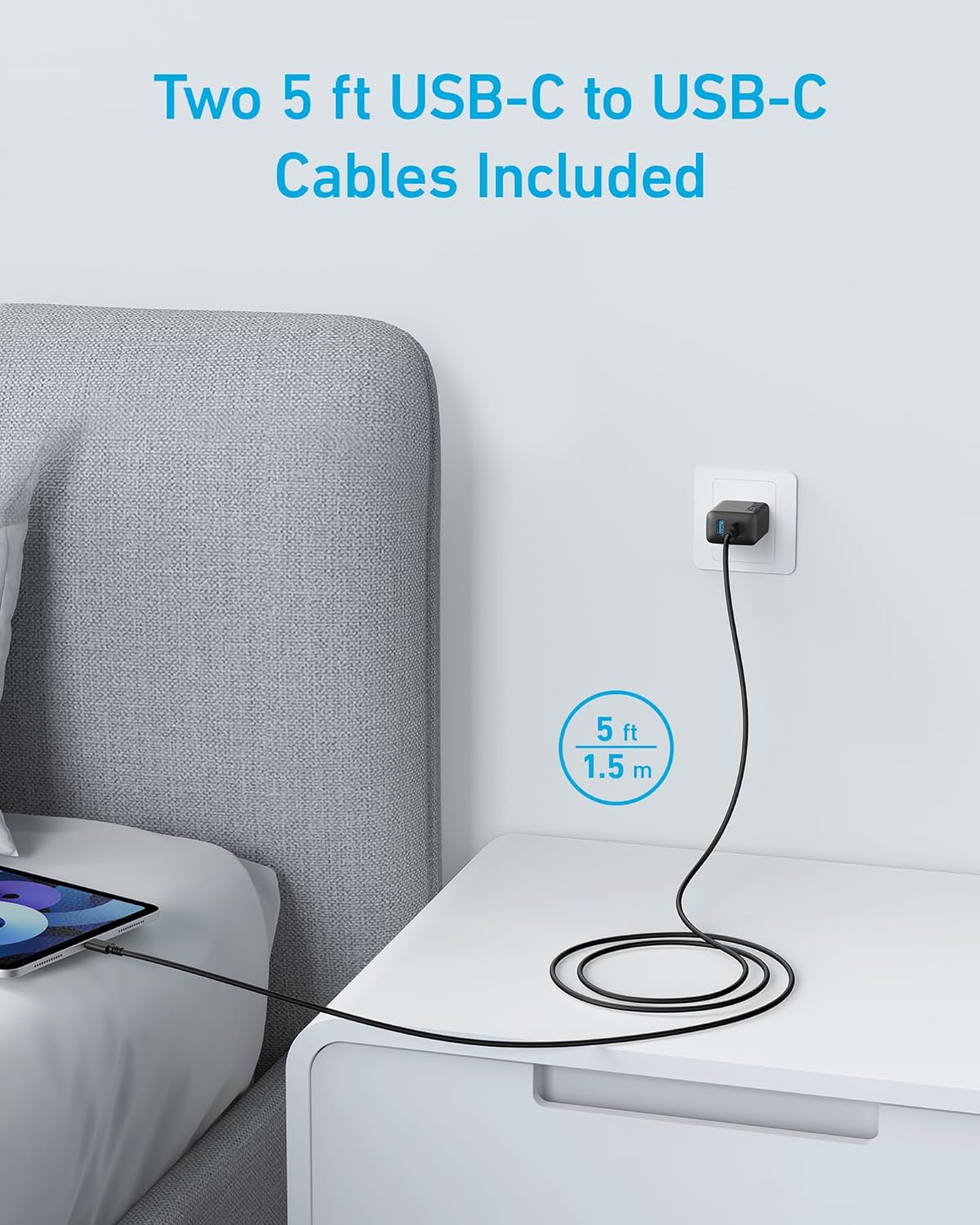Anker iPhone Charger, 2-Pack 20W Fast USB C Charger Block, Type C Charger Fast Charging for iPhone 17/17 Pro Max/16 Series/iPad Pro and More (Black, 2 Pack & 2 Cable)