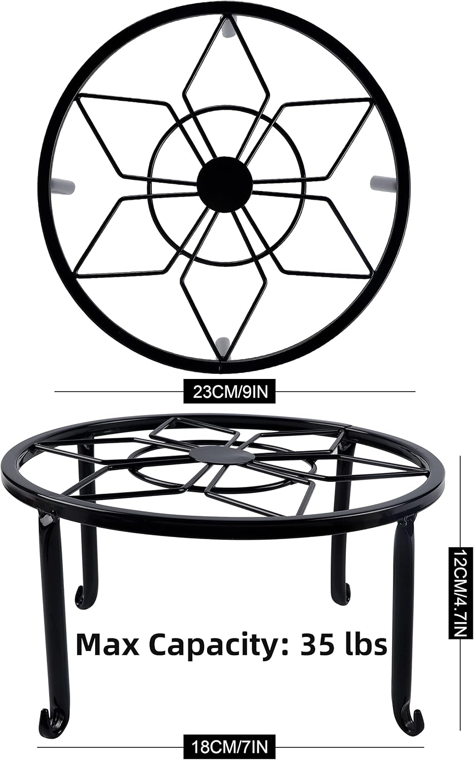 yosager 3 Pack Metal Plant Stands for Flower Pot, Heavy Duty Black Iron Potted Stand Holder, Indoor Outdoor Rustproof Metal Planter Container Round Supports Display Rack for Home & Garden Decor