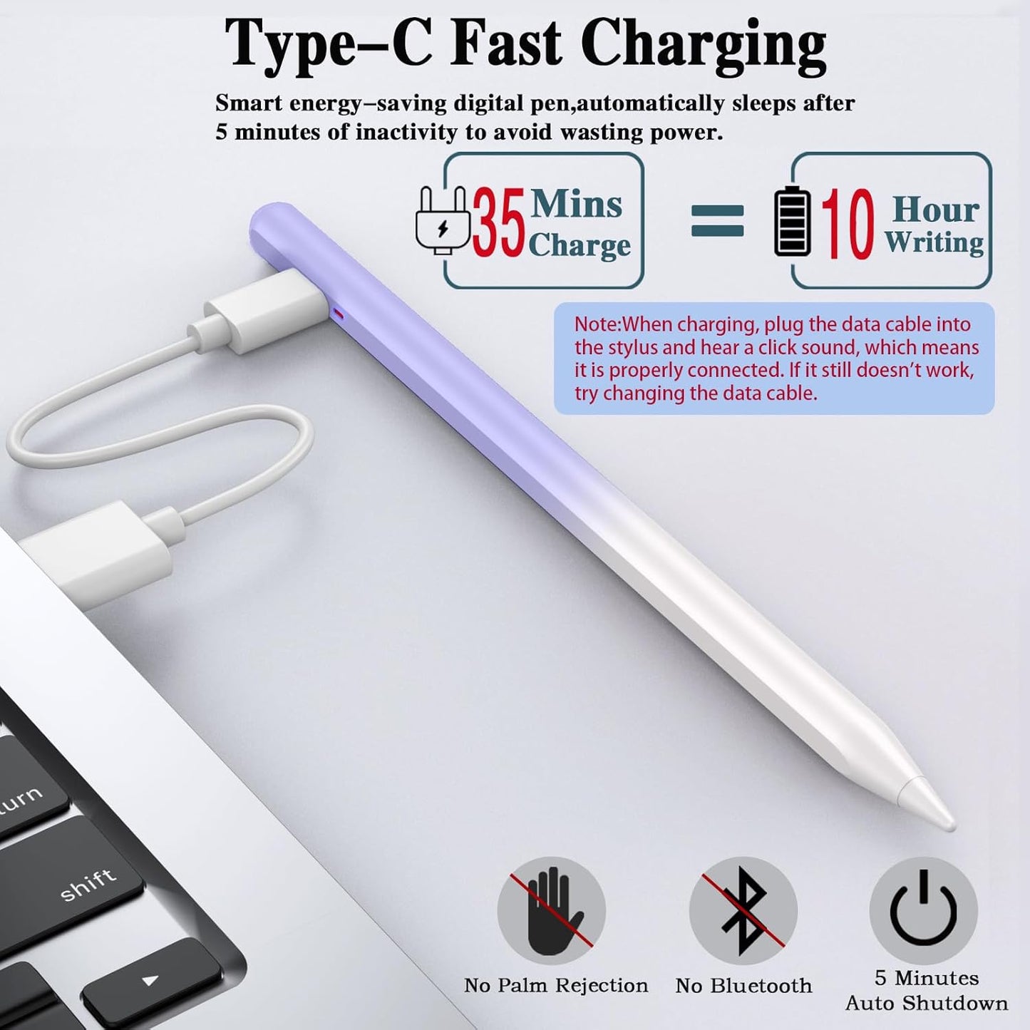 Stylus Pen for Android Tablet,Tablet Pencil for iOS/Android,Stylus Pen for iPhone/Samsung/XiaoMi/Huawei/Vivo/Lenovo and Other Android Smartphones and Tablets-Gradient Purple