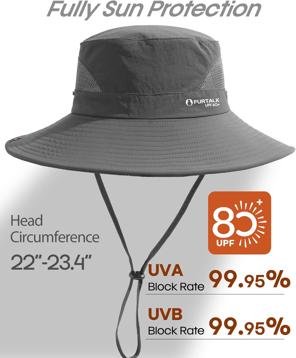 FURTALK Mens Bucket Sun Hat UPF 80+ Wide Brim Hiking Fishing Beach Outdoor Hats