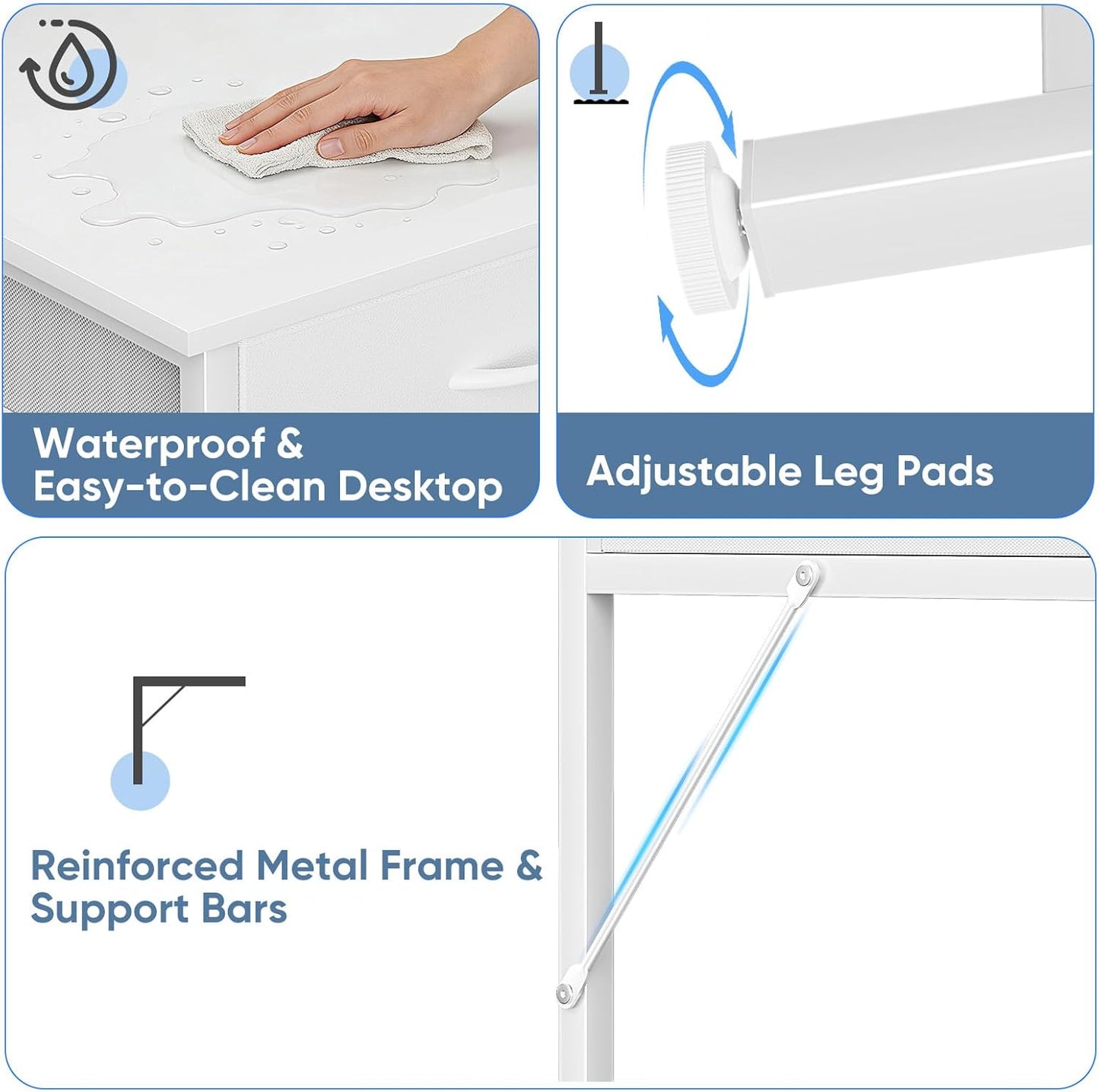 DUMOS 31.5" x 19.7" Compact Computer Desk with Monitor Stand and 2 Drawers, Small Writing Desk with Drawers for Home Office, Study Table for Small Spaces, White