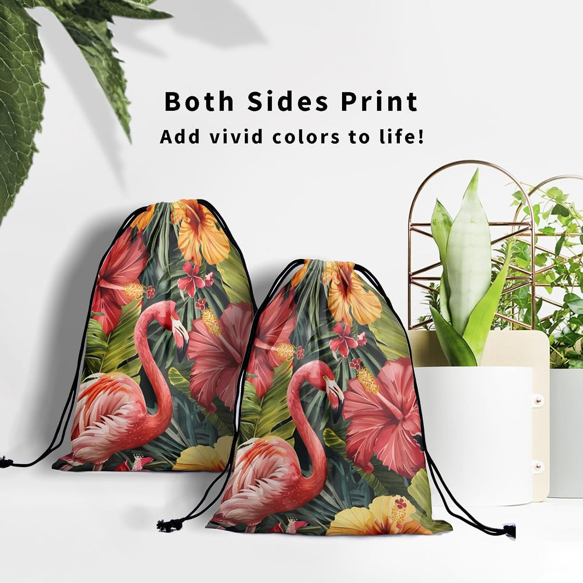 Giwawa Colorful Gymnastic Grip Bag for Flamingo Lover Summer Flowers Drawstring Bag Adjustable